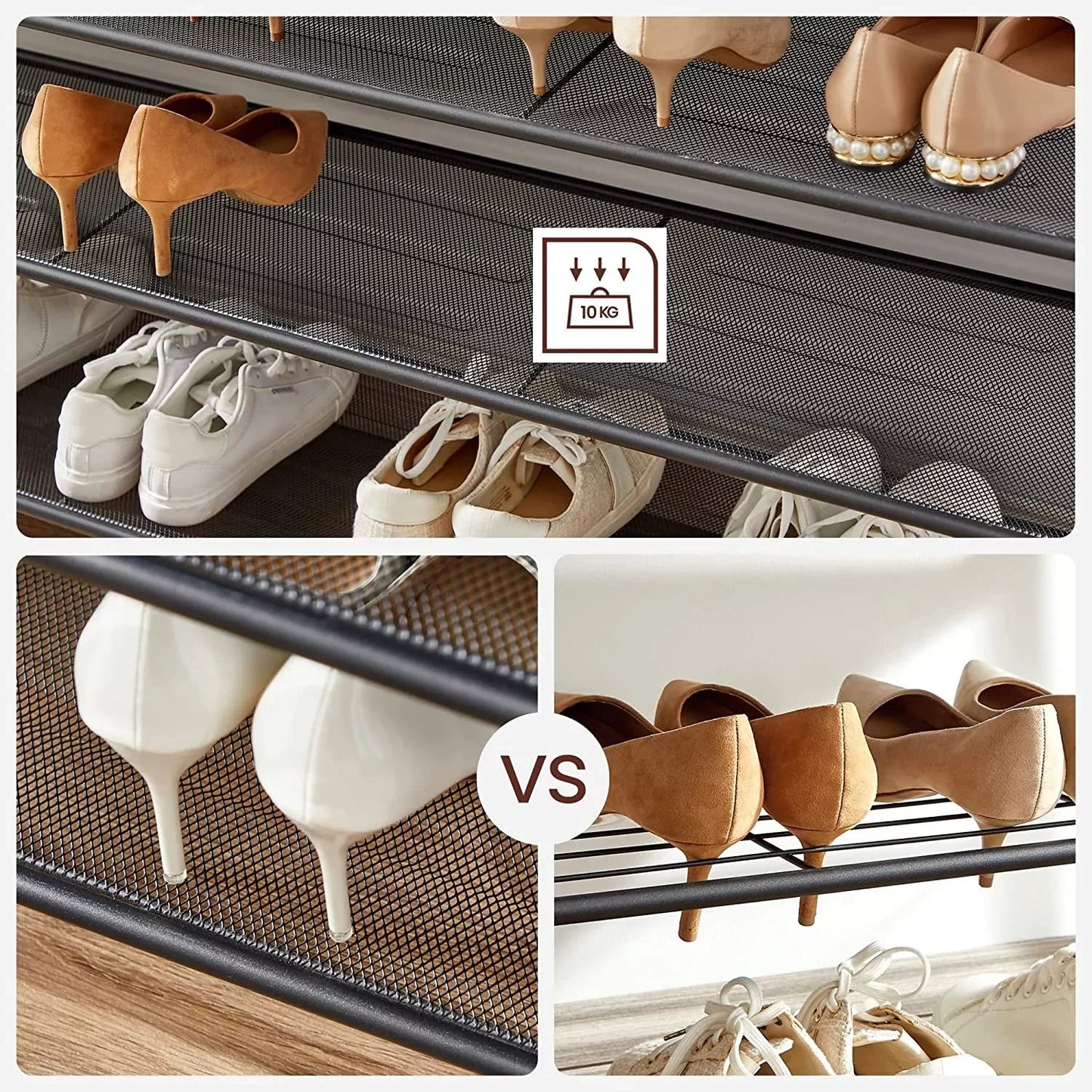 In And OutdoorMatch Carolanne - schoenenstandaard - 32-40 paar schoenen - opbergrek - 100 x 30 x 152 cm - vintage bruin zwart shoe rack