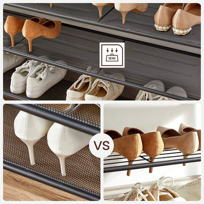 In And OutdoorMatch Carolanne - schoenenstandaard - 32-40 paar schoenen - opbergrek - 100 x 30 x 152 cm - vintage bruin zwart shoe rack