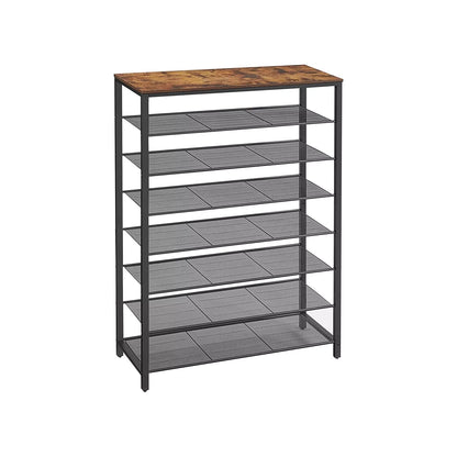 In And OutdoorMatch Carolanne - schoenenstandaard - 32-40 paar schoenen - opbergrek - 100 x 30 x 152 cm - vintage bruin zwart shoe rack