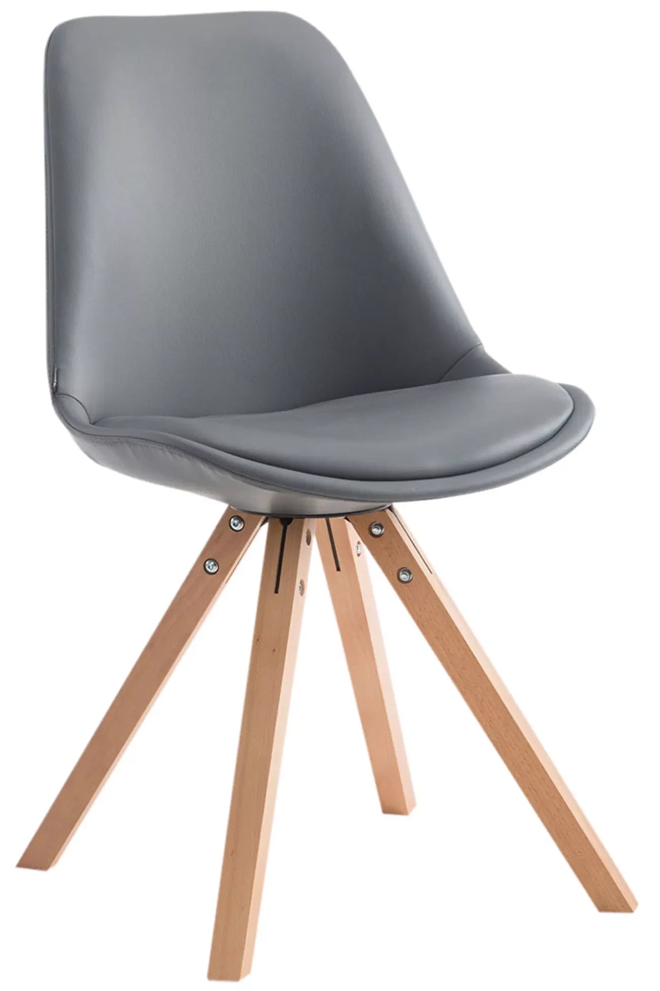 In And OutdoorMatch Design Eetkamerstoel Vincenza - Hout grijs - Zonder armleuning - Met rugleuning - Set van 1 - Woonkamerstoelen - Keukenstoelen - Kunstleer Eetkamerstoel