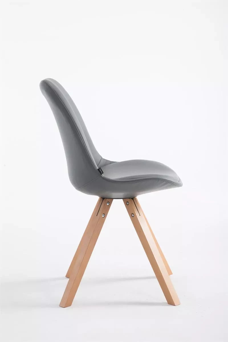 In And OutdoorMatch Design Eetkamerstoel Vincenza - Hout grijs - Zonder armleuning - Met rugleuning - Set van 1 - Woonkamerstoelen - Keukenstoelen - Kunstleer Eetkamerstoel