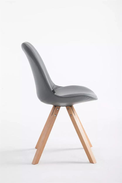 In And OutdoorMatch Design Eetkamerstoel Vincenza - Hout grijs - Zonder armleuning - Met rugleuning - Set van 1 - Woonkamerstoelen - Keukenstoelen - Kunstleer Eetkamerstoel