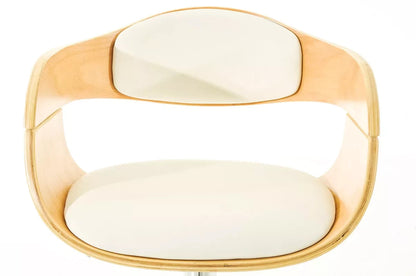 In And OutdoorMatch Designer barkruk Celine - Wit kunstleer in combinatie met houten zitting - in hoogte verstelbaar - zithoogte 63 tot 77 cm - deluxe Barkrukken / hocker