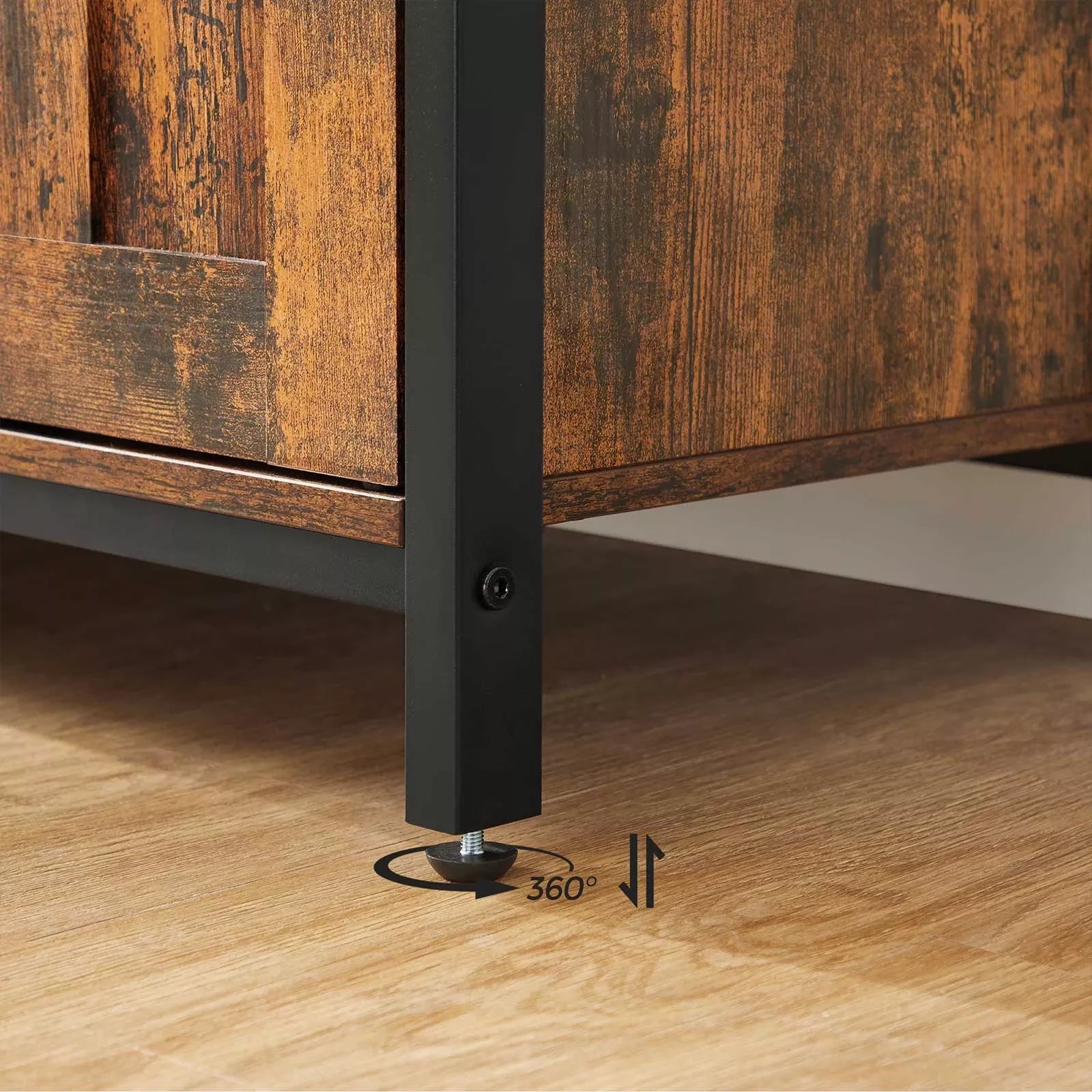 In And OutdoorMatch Dressoir Keukenkast Esperanza - Opbergkast - Wijnkast - met 2 Deuren - 100x35x81.4cm - Industriële Stijl - Vintage Bruin/Zwart Kast