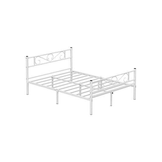 In And OutdoorMatch Dubbel bedframe Vesta - bedframe - metalen bedframe - past op matras van 140x190 cm - logeerbed voor volwassenen - kinderen - eenvoudige montage - voor kleine ruimtes - wit Bedframe