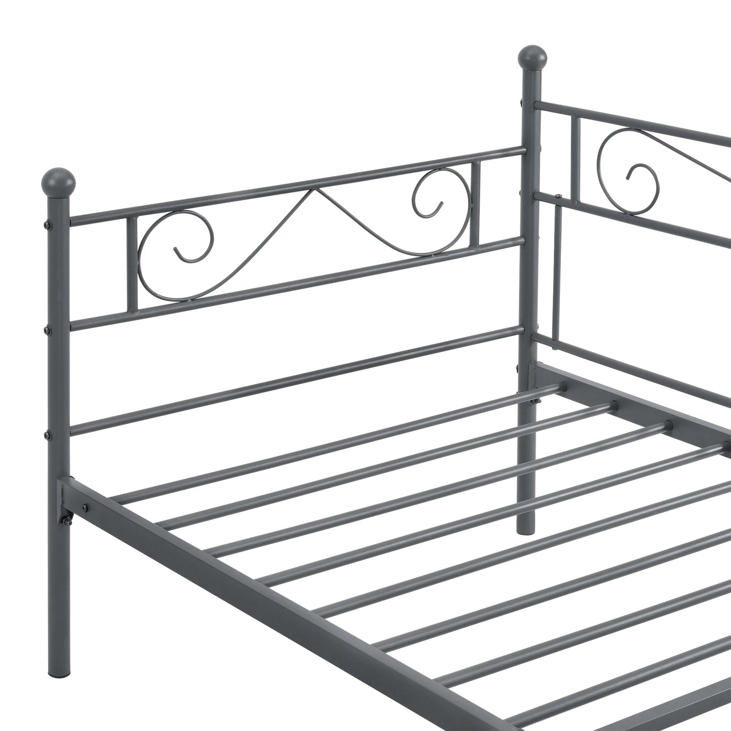 In And OutdoorMatch Eenpersoonsslaapbank Giggs - 3-zitsbank - 90x200 cm - Donkergrijs - Vintage Design - Metalen bedframe Eén persoon slapen