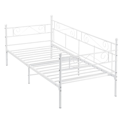In And OutdoorMatch Eenpersoonsslaapbank Nera - 3-zitsbank - 90x200 cm - Wit - Vintage Design - Metalen bedframe Eén persoon slapen