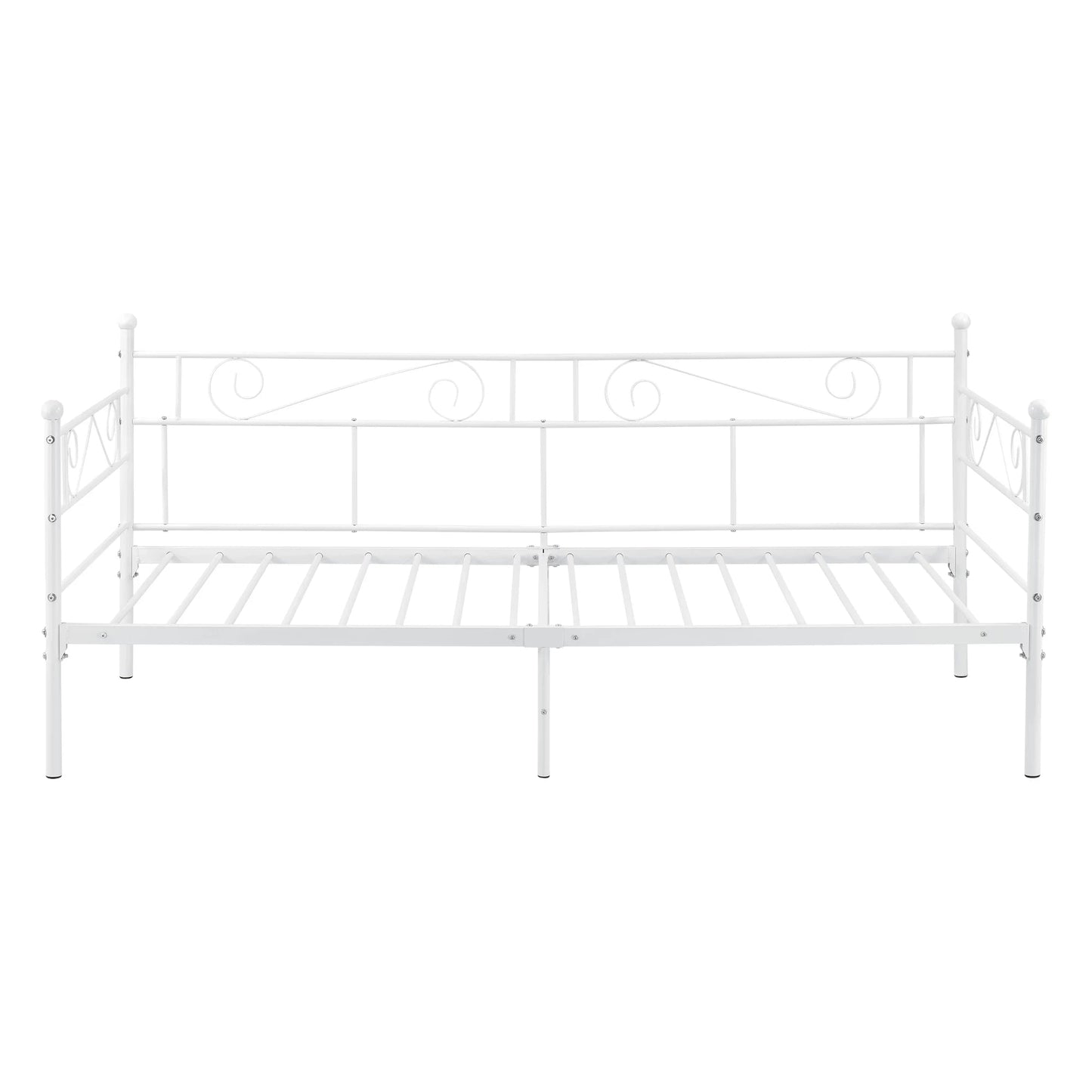 In And OutdoorMatch Eenpersoonsslaapbank Nera - 3-zitsbank - 90x200 cm - Wit - Vintage Design - Metalen bedframe Eén persoon slapen