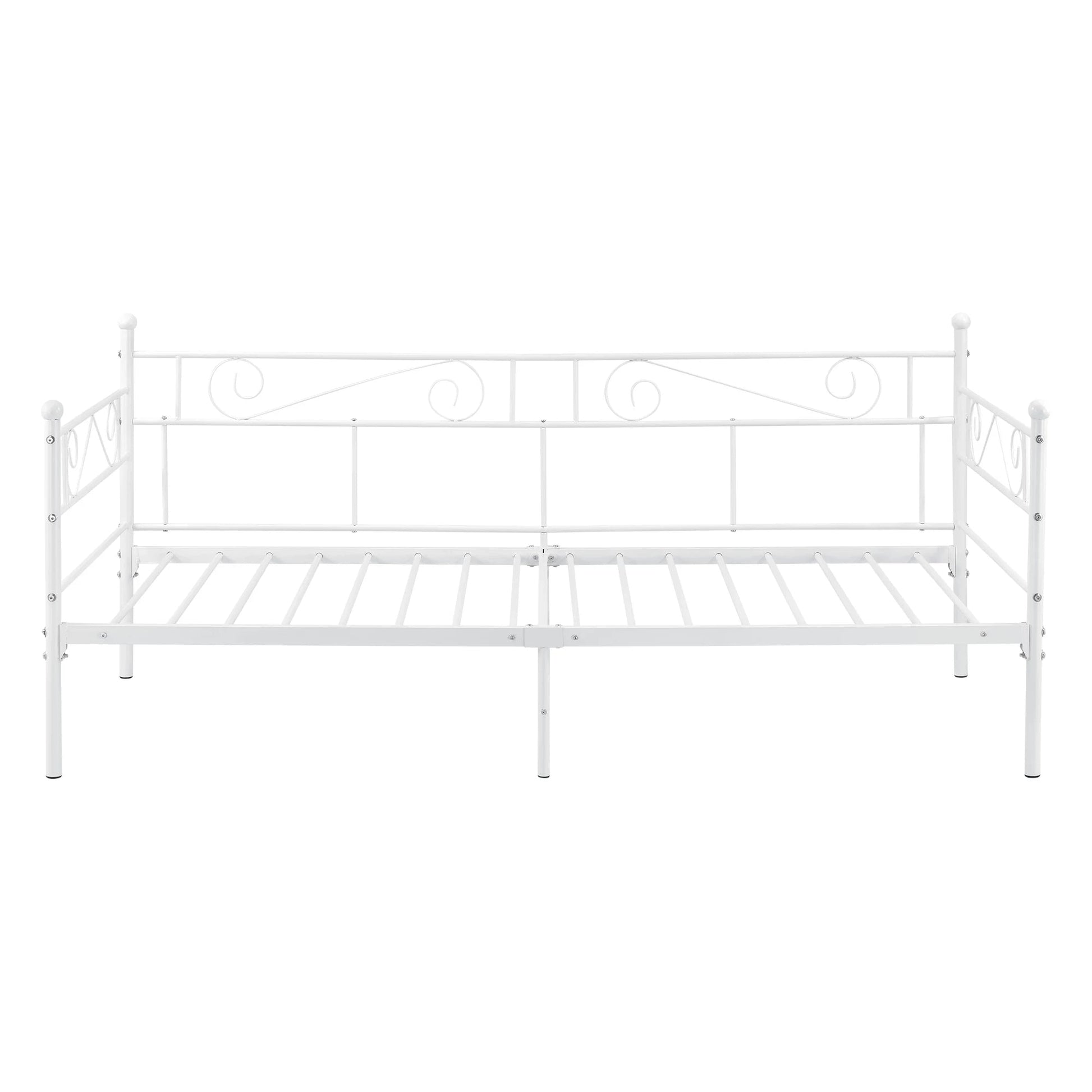 In And OutdoorMatch Eenpersoonsslaapbank Nera - 3-zitsbank - 90x200 cm - Wit - Vintage Design - Metalen bedframe Eén persoon slapen
