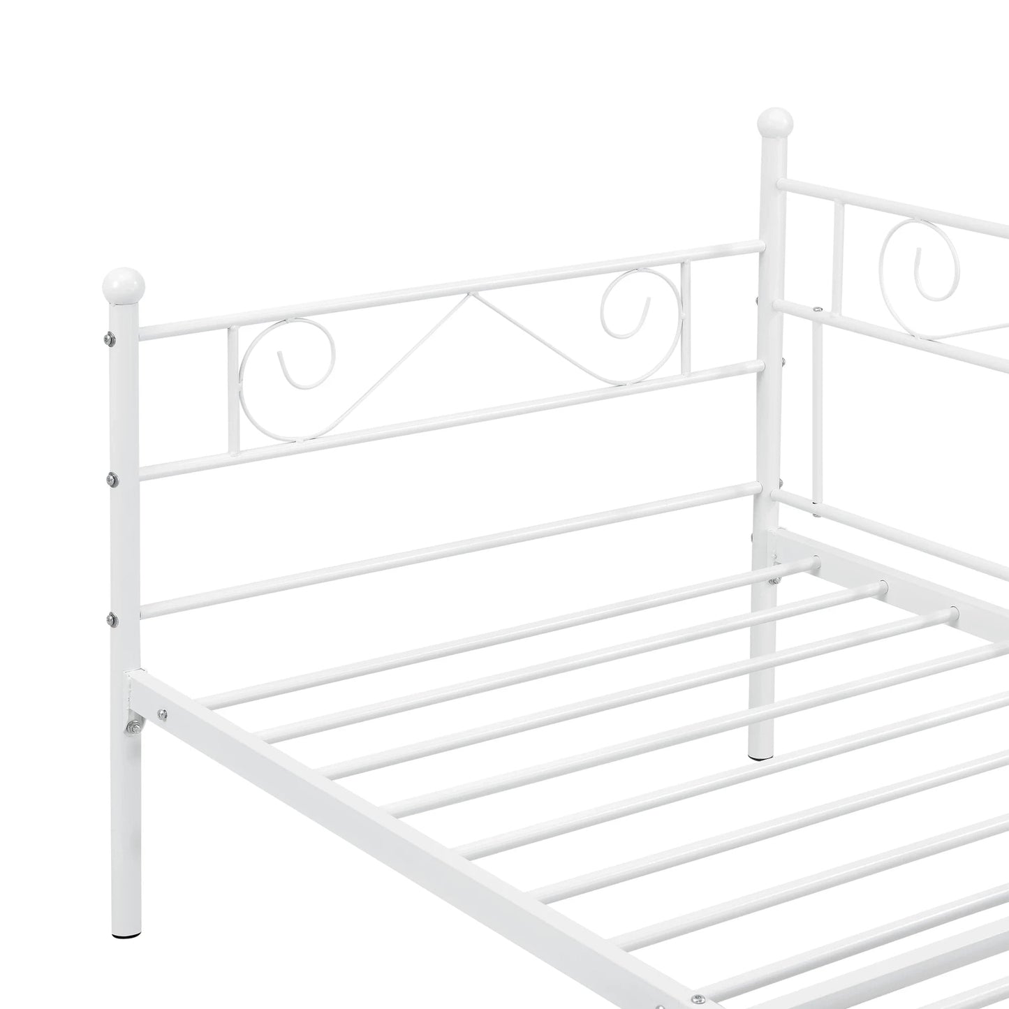 In And OutdoorMatch Eenpersoonsslaapbank Nera - 3-zitsbank - 90x200 cm - Wit - Vintage Design - Metalen bedframe Eén persoon slapen