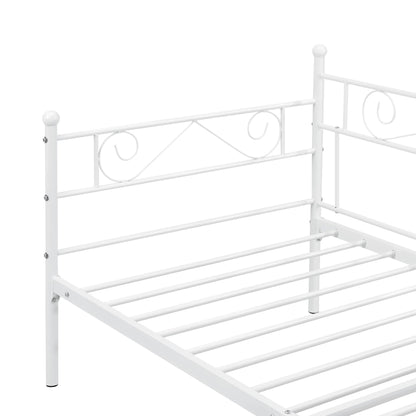 In And OutdoorMatch Eenpersoonsslaapbank Nera - 3-zitsbank - 90x200 cm - Wit - Vintage Design - Metalen bedframe Eén persoon slapen