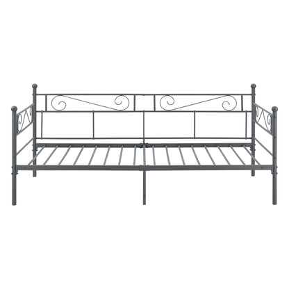 In And OutdoorMatch Eenpersoonsslaapbank Zizi - Met Matras - 90x200 cm - Donkergrijs - Vintage Design - Metalen Bedframe Eén persoon slapen