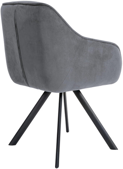 In And OutdoorMatch Eetkamerstoel Alejo - Grijs - Met Armleuningen - Fluweel - Hoogwaardige Bekleding - Comfortabele en Luxe Eetkamerstoel - Vintage Look Eetkamerstoel