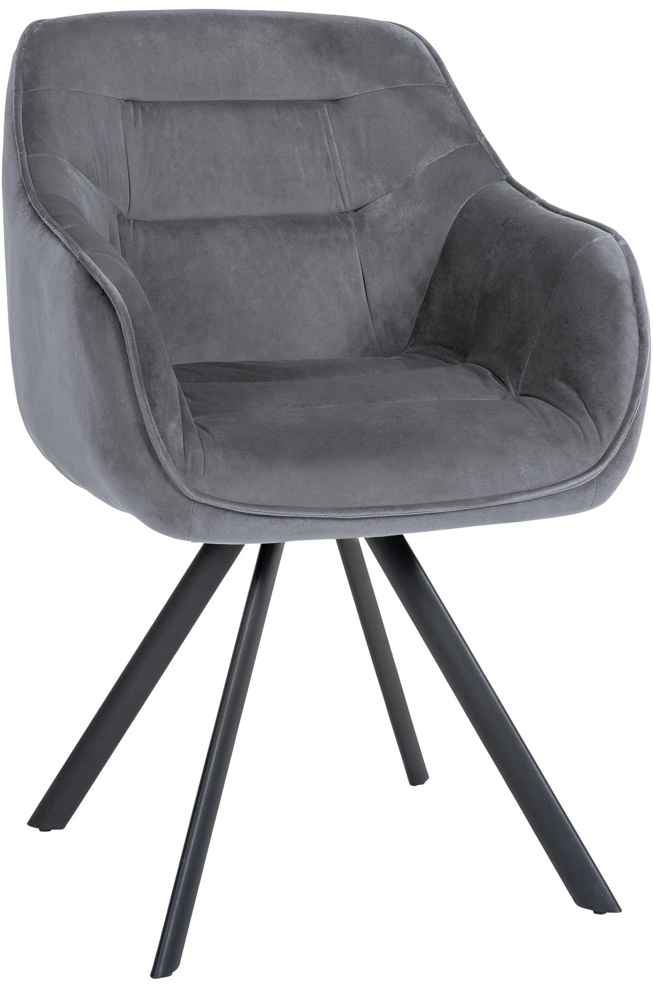 In And OutdoorMatch Eetkamerstoel Alejo - Grijs - Met Armleuningen - Fluweel - Hoogwaardige Bekleding - Comfortabele en Luxe Eetkamerstoel - Vintage Look Eetkamerstoel