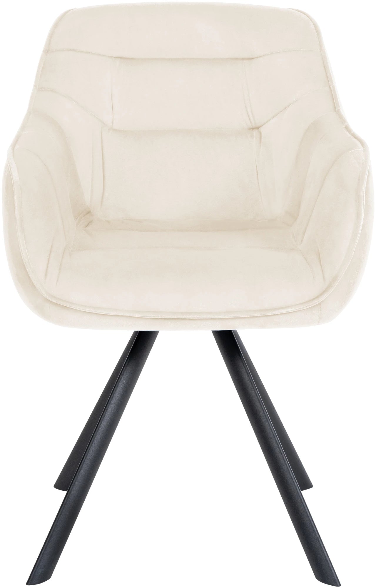 In And OutdoorMatch Eetkamerstoel Beverly - Crème - Met Armleuningen - Fluweel - Hoge Kwaliteit Bekleding - Comfortabele en Luxe Eetkamerstoel - Vintage Look Eetkamerstoel