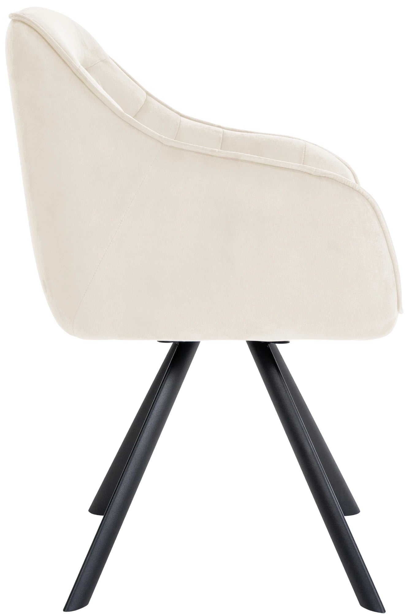 In And OutdoorMatch Eetkamerstoel Beverly - Crème - Met Armleuningen - Fluweel - Hoge Kwaliteit Bekleding - Comfortabele en Luxe Eetkamerstoel - Vintage Look Eetkamerstoel