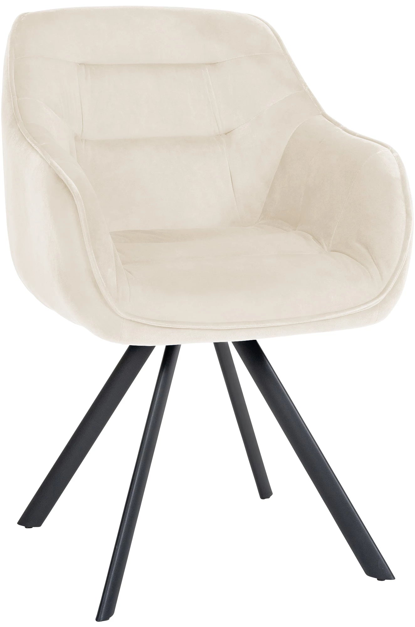 In And OutdoorMatch Eetkamerstoel Beverly - Crème - Met Armleuningen - Fluweel - Hoge Kwaliteit Bekleding - Comfortabele en Luxe Eetkamerstoel - Vintage Look Eetkamerstoel