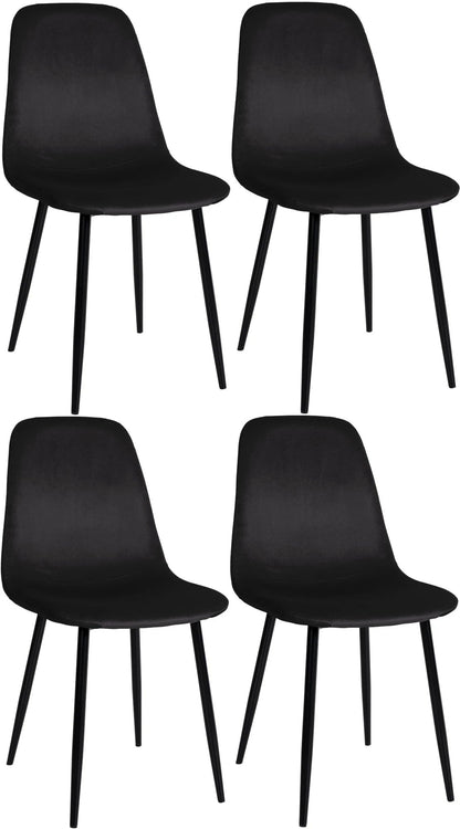 In And OutdoorMatch Eetkamerstoel Catherine - Zwart - Set van 4 - Eetkamerstoel - Fluweel - Hoge kwaliteit bekleding - Decoratieve stoel - Stijlvolle eetkamerstoel Eetkamerstoel