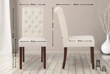 In And OutdoorMatch Eetkamerstoel Cayson - Crème - Set van 2 - Stof - Hoogwaardige bekleding - Tijdloze eetkamerstoel - Vintage Look Eetkamerstoel