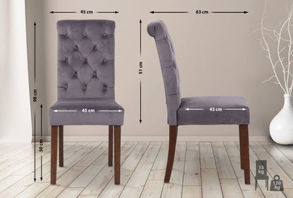 In And OutdoorMatch Eetkamerstoel Dene - Grijs - Stof - Hoge kwaliteit bekleding - Fluwelen Eetkamerstoel - Vintage Look Eetkamerstoel