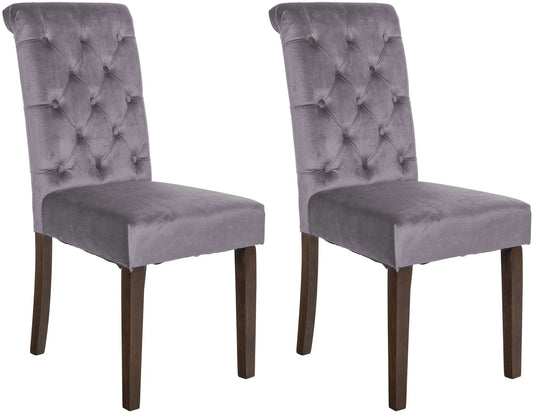 In And OutdoorMatch Eetkamerstoel Dene - Grijs - Stof - Hoge kwaliteit bekleding - Fluwelen Eetkamerstoel - Vintage Look Eetkamerstoel