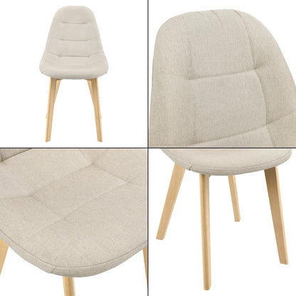 In And OutdoorMatch Eetkamerstoel Edison - 86x53x47 cm - Set van 4 - Beige - Beuken en Stof - Gestoffeerde Zitting - Luxe Look Eetkamerstoel