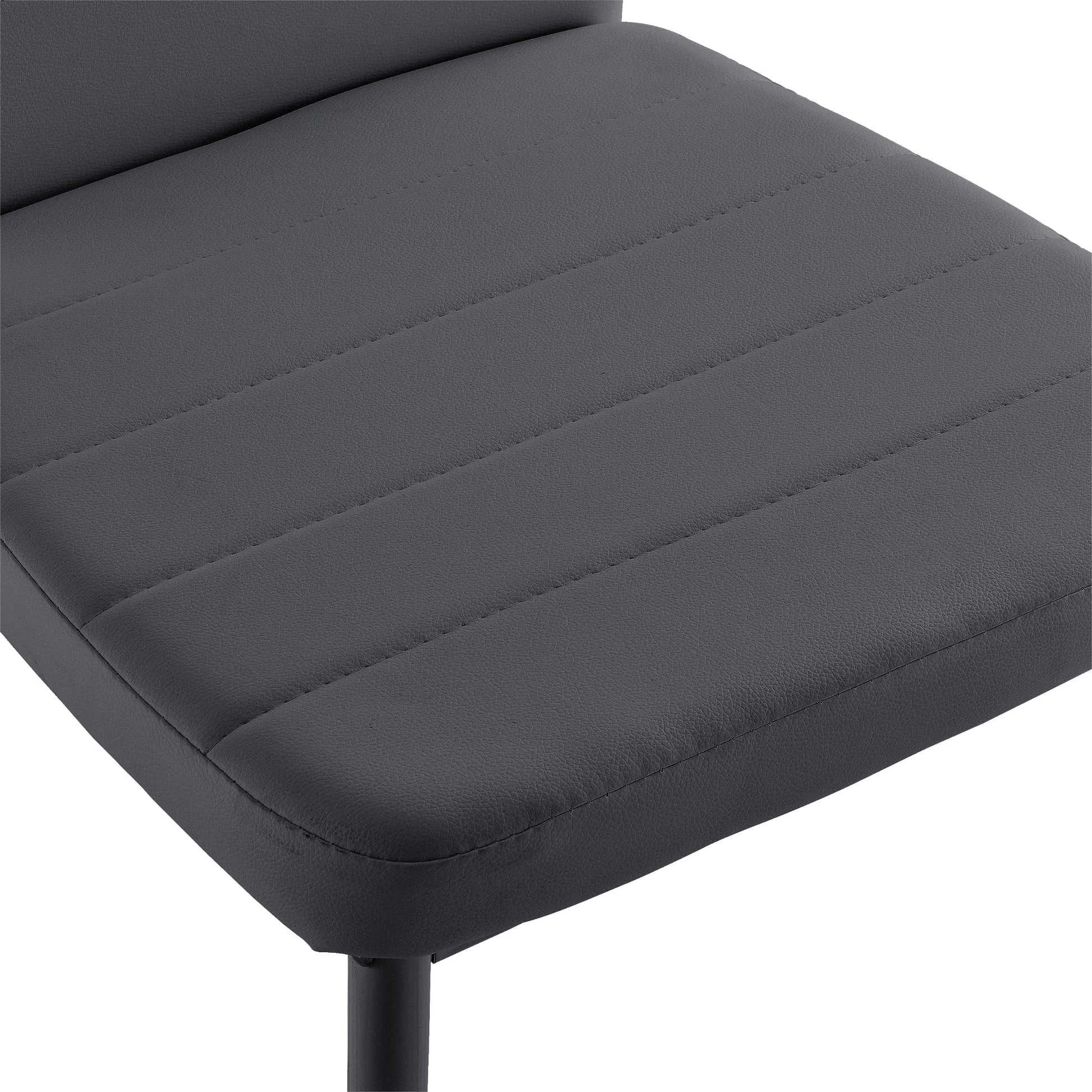 In And OutdoorMatch Eetkamerstoel Eriberto - 96x43x52 cm - Kunstleer - Set van 2 - Grijs - Gestoffeerde zitting - Stijlvolle uitstraling Eetkamerstoel