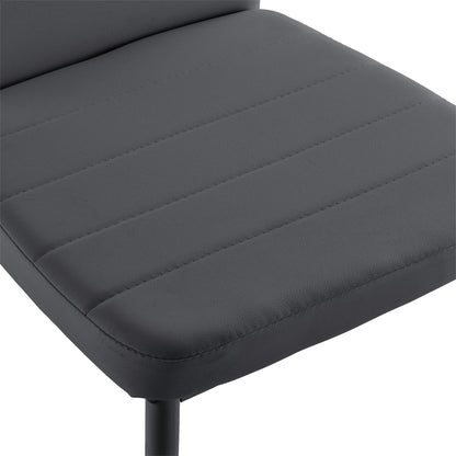 In And OutdoorMatch Eetkamerstoel Eriberto - 96x43x52 cm - Kunstleer - Set van 2 - Grijs - Gestoffeerde zitting - Stijlvolle uitstraling Eetkamerstoel