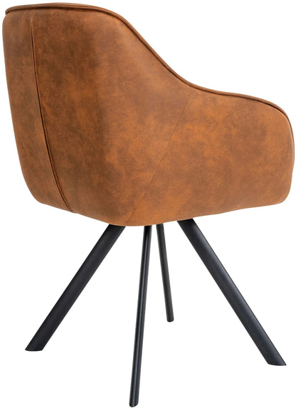 In And OutdoorMatch Eetkamerstoel Fatima - Bruin - Met Armleuningen - Fluweel - Hoge Kwaliteit Bekleding - Comfortabele en Luxe Eetkamerstoel - Vintage Look Eetkamerstoel