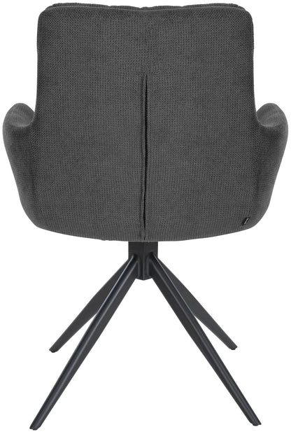 In And OutdoorMatch Eetkamerstoel Gustavo - Donkergrijs - Stof - Met Armleuning - Hoogwaardige Bekleding - Stijlvolle Eetkamerstoel - Deluxe Look Eetkamerstoel