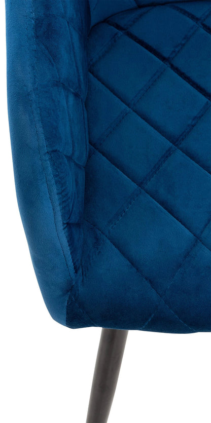 In And OutdoorMatch Eetkamerstoel Hallie - Blauw - Set van 2 - Fluweel - Hoogwaardige bekleding - Stijlvolle eetkamerstoel - Moderne look Eetkamerstoel