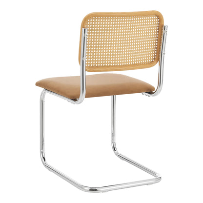 In And OutdoorMatch Eetkamerstoel Jacky - Set van 2 - Kunstlederen Zitting - Gestoffeerde Zitting - Bruin en Chroom - 83x50x54cm - Eetkamerstoel - Eenvoudige Montage Eetkamerstoel