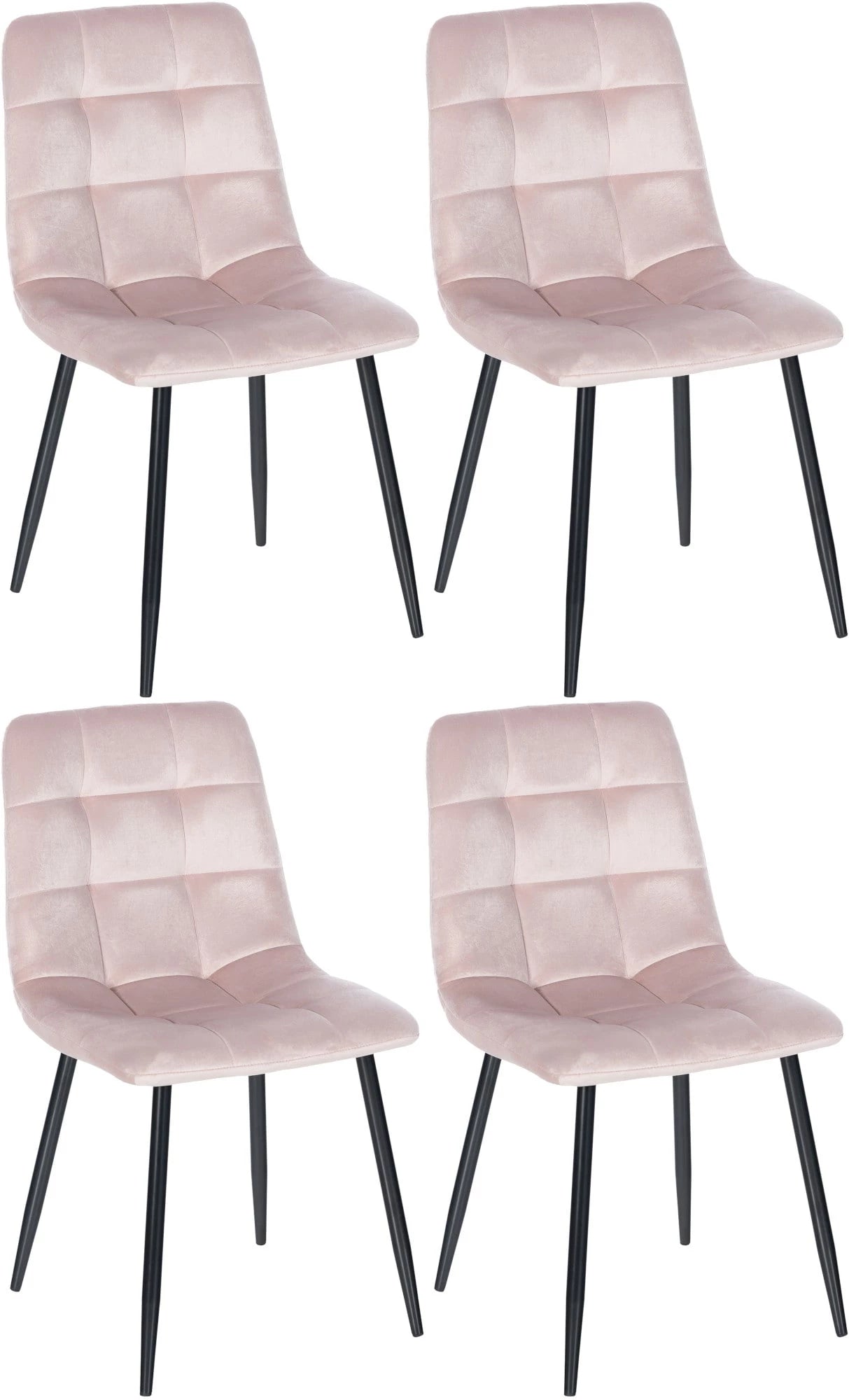 In And OutdoorMatch Eetkamerstoel Jannette - Roze - Set van 4 - Eetkamerstoel - Fluweel - Hoogwaardige bekleding - Decoratieve stoel - Stijlvolle eetkamerstoel Eetkamerstoel