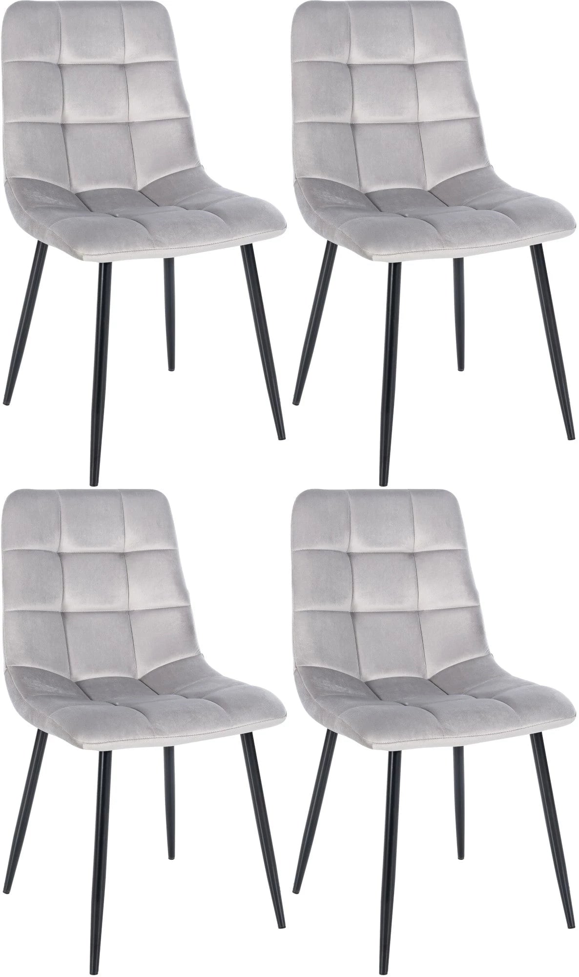 In And OutdoorMatch Eetkamerstoel Jude - Grijs - Set van 4 - Eetkamerstoel - Fluweel - Hoogwaardige bekleding - Decoratieve stoel - Stijlvolle eetkamerstoel Eetkamerstoel