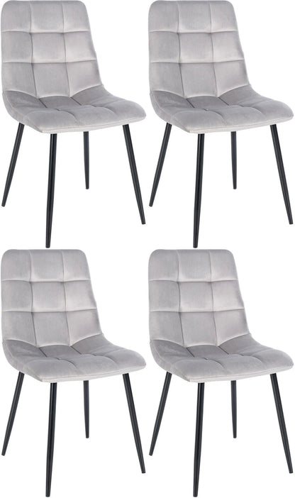 In And OutdoorMatch Eetkamerstoel Jude - Grijs - Set van 4 - Eetkamerstoel - Fluweel - Hoogwaardige bekleding - Decoratieve stoel - Stijlvolle eetkamerstoel Eetkamerstoel
