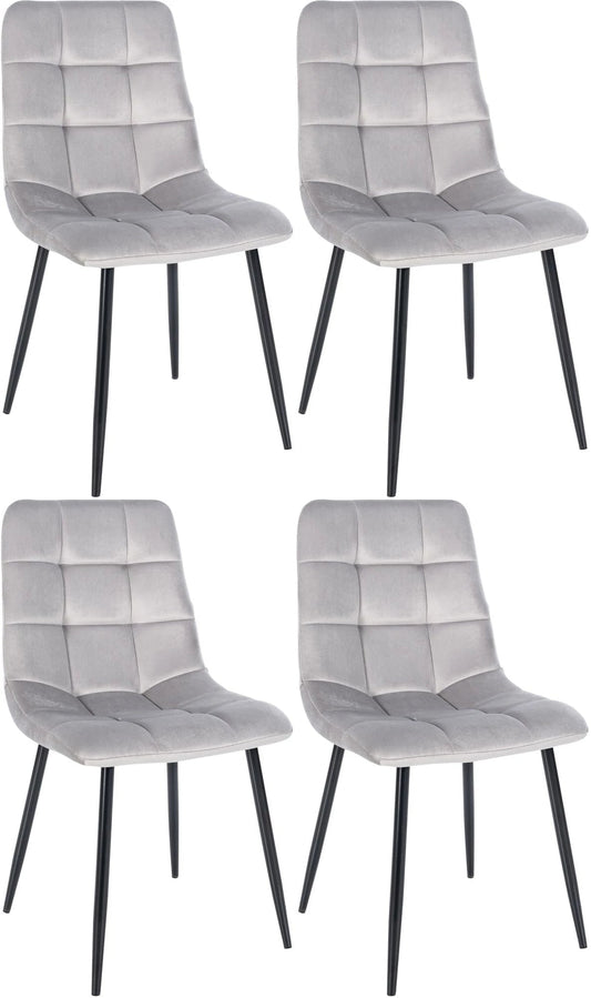 In And OutdoorMatch Eetkamerstoel Jude - Grijs - Set van 4 - Eetkamerstoel - Fluweel - Hoogwaardige bekleding - Decoratieve stoel - Stijlvolle eetkamerstoel Eetkamerstoel
