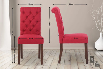 In And OutdoorMatch Eetkamerstoel Kodey - Rood - Set van 2 - Stof - Hoge kwaliteit bekleding - Tijdloze eetkamerstoel - Vintage Look Eetkamerstoel