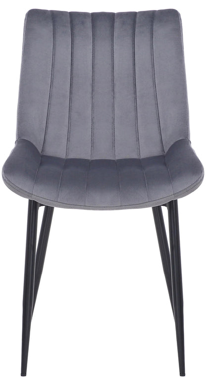 In And OutdoorMatch Eetkamerstoel Laurie - Grijs - Set van 2 - Eetkamerstoel - Fluweel - Hoge kwaliteit bekleding - Stijlvolle stoel - Moderne eetkamerstoel - Decoratieve look Eetkamerstoel