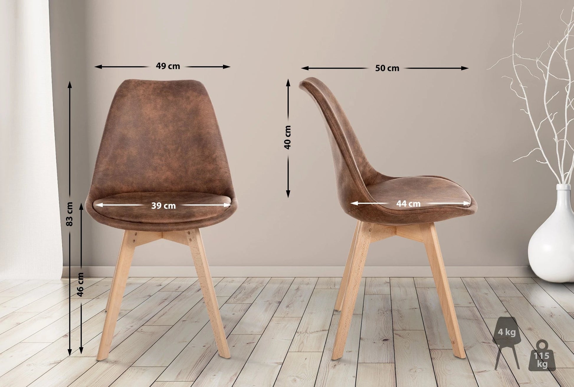 In And OutdoorMatch Eetkamerstoel Lauryn - Kunstleer - hoogwaardige bekleding - vintage eetkamerstoel - stijlvolle uitstraling Eetkamerstoel