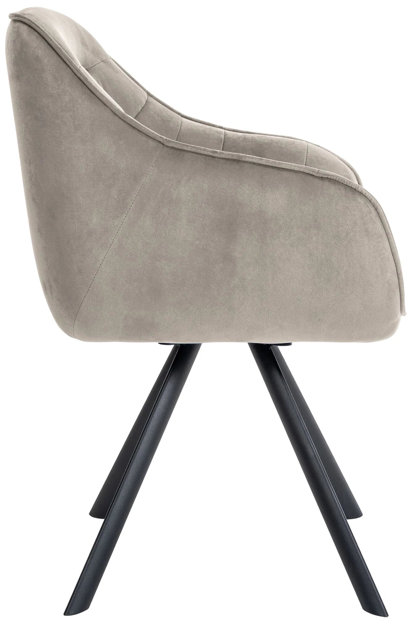 In And OutdoorMatch Eetkamerstoel Liselot - Lichtgrijs - Met Armleuningen - Fluweel - Hoge Kwaliteit Bekleding - Comfortabele en Luxe Eetkamerstoel - Vintage Look Eetkamerstoel