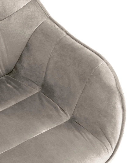 In And OutdoorMatch Eetkamerstoel Liselot - Lichtgrijs - Met Armleuningen - Fluweel - Hoge Kwaliteit Bekleding - Comfortabele en Luxe Eetkamerstoel - Vintage Look Eetkamerstoel