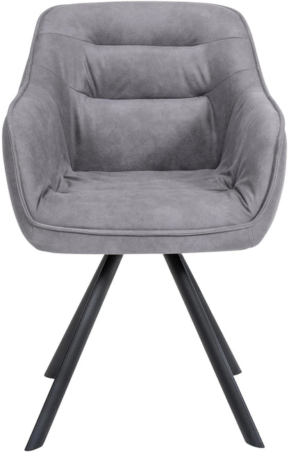 In And OutdoorMatch Eetkamerstoel Lukas - Lichtgrijs - Met Armleuningen - Fluweel - Hoogwaardige Bekleding - Comfortabele en Luxe Eetkamerstoel - Vintage Look Eetkamerstoel