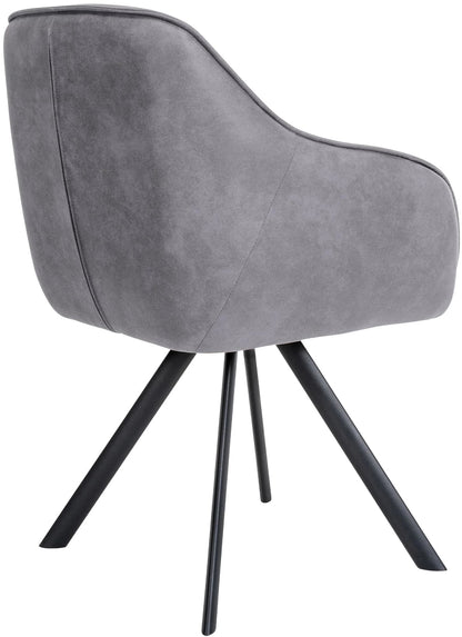 In And OutdoorMatch Eetkamerstoel Lukas - Lichtgrijs - Met Armleuningen - Fluweel - Hoogwaardige Bekleding - Comfortabele en Luxe Eetkamerstoel - Vintage Look Eetkamerstoel