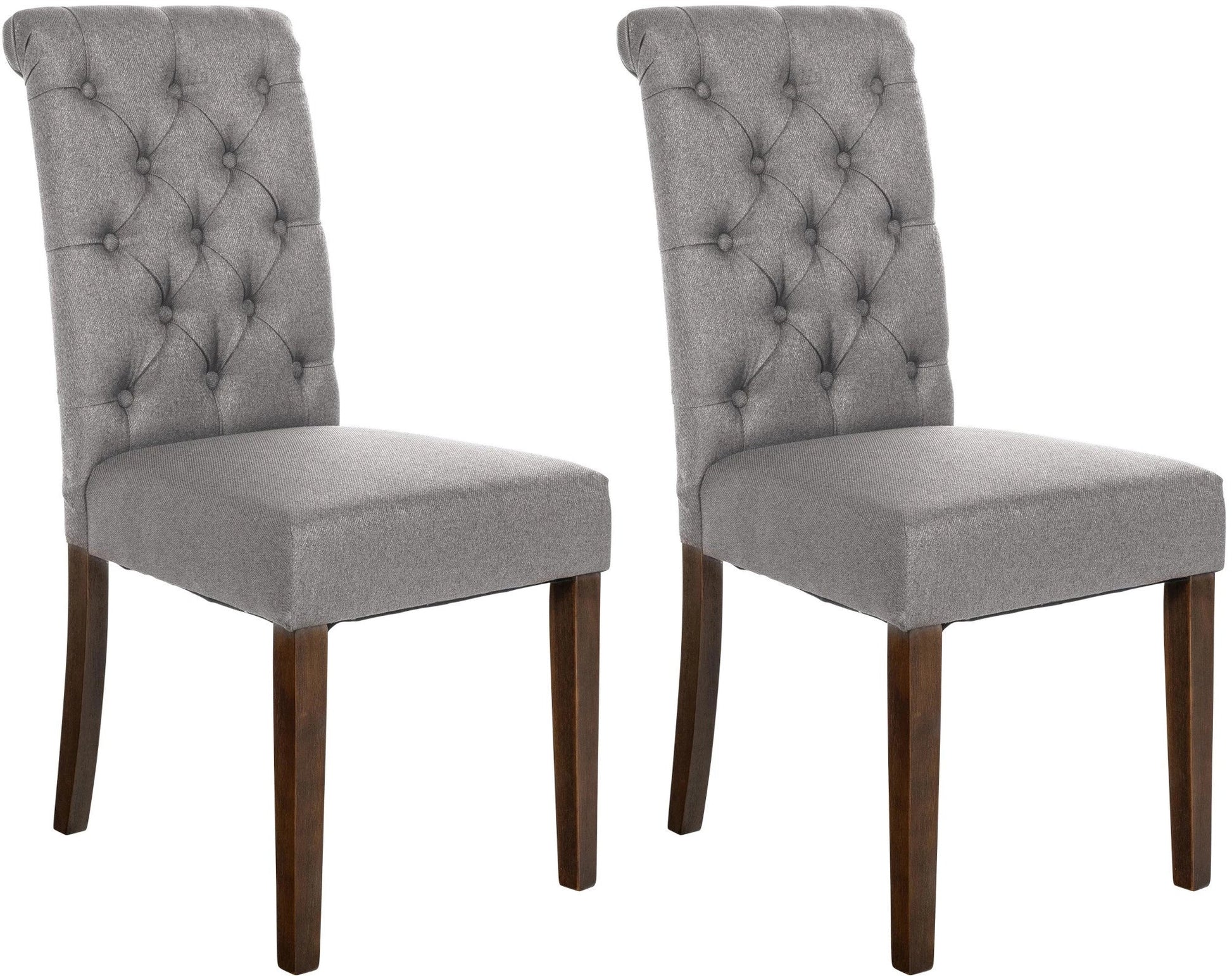 In And OutdoorMatch Eetkamerstoel Mabella - Grijs - Set van 2 - Stof - Hoge kwaliteit bekleding - Tijdloze eetkamerstoel - Vintage Look Eetkamerstoel