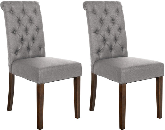 In And OutdoorMatch Eetkamerstoel Mabella - Grijs - Set van 2 - Stof - Hoge kwaliteit bekleding - Tijdloze eetkamerstoel - Vintage Look Eetkamerstoel