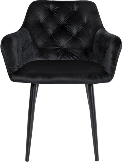 In And OutdoorMatch Eetkamerstoel Marisela - Zwart - Fluweel - Hoge Kwaliteit Bekleding - Luxe Eetkamerstoel - Vintage Look Eetkamerstoel