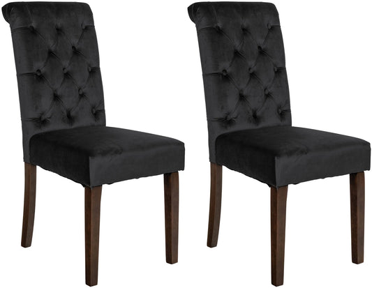 In And OutdoorMatch Eetkamerstoel Millard - Zwart - Stof - Hoge kwaliteit bekleding - Fluwelen Eetkamerstoel - Vintage Look Eetkamerstoel