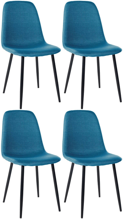 In And OutdoorMatch Eetkamerstoel Peggy - Blauw - Set van 4 - Eetkamerstoel - Stof - Hoge kwaliteit bekleding - Decoratieve stoel - Stijlvolle eetkamerstoel Eetkamerstoel