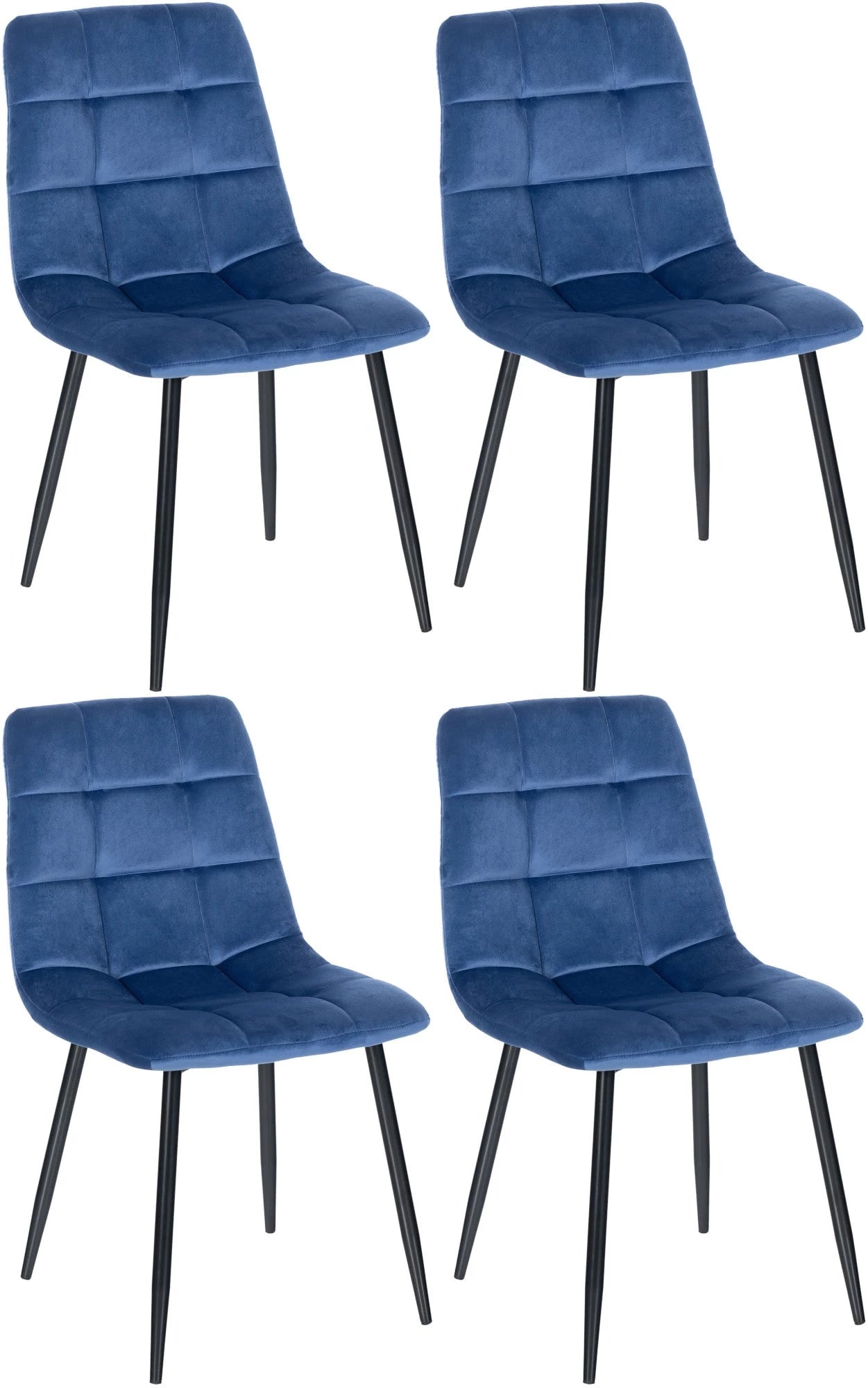 In And OutdoorMatch Eetkamerstoel Rafaela - Blauw - Set van 4 - Eetkamerstoel - Fluweel - Hoge kwaliteit bekleding - Decoratieve stoel - Stijlvolle eetkamerstoel Eetkamerstoel