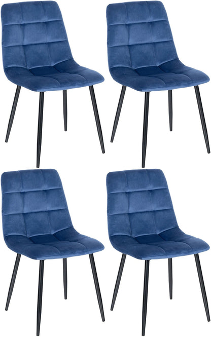 In And OutdoorMatch Eetkamerstoel Rafaela - Blauw - Set van 4 - Eetkamerstoel - Fluweel - Hoge kwaliteit bekleding - Decoratieve stoel - Stijlvolle eetkamerstoel Eetkamerstoel